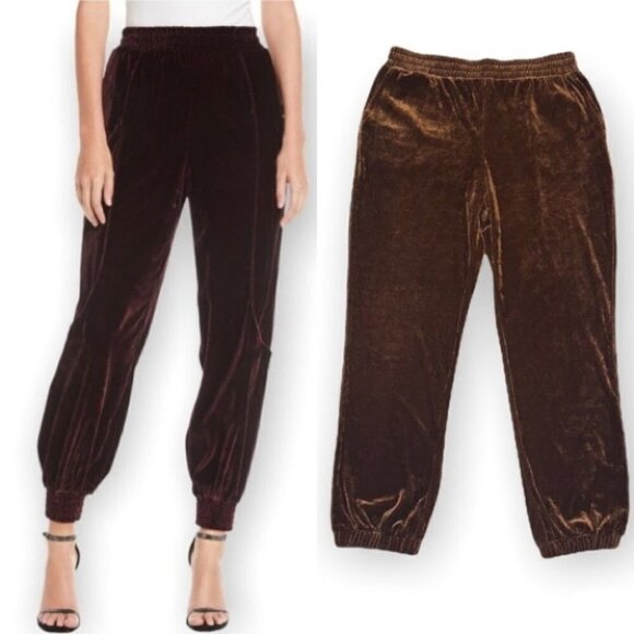 7 For All Mankind brown velvet jogger-style track pants size M - Picture 1 of 7